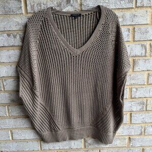 Lafayette 148 Cotton/Silk V-Neck Open Stitch Sweater Poncho  Women's Size S.